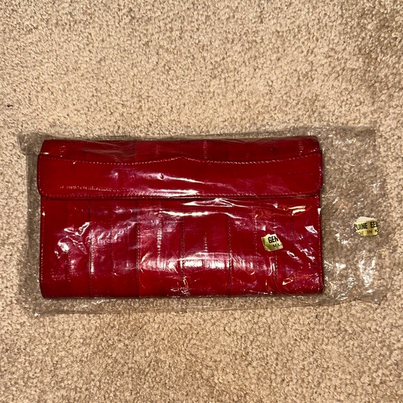 Vintage Red Genuine Eel Leather Clutch - Picture 1 of 5